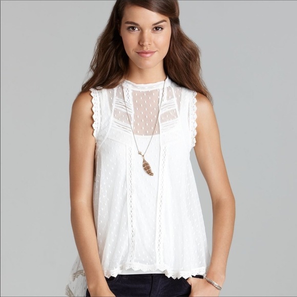 Free People Tops - Free People Fiona Victorian Mesh Lace Top